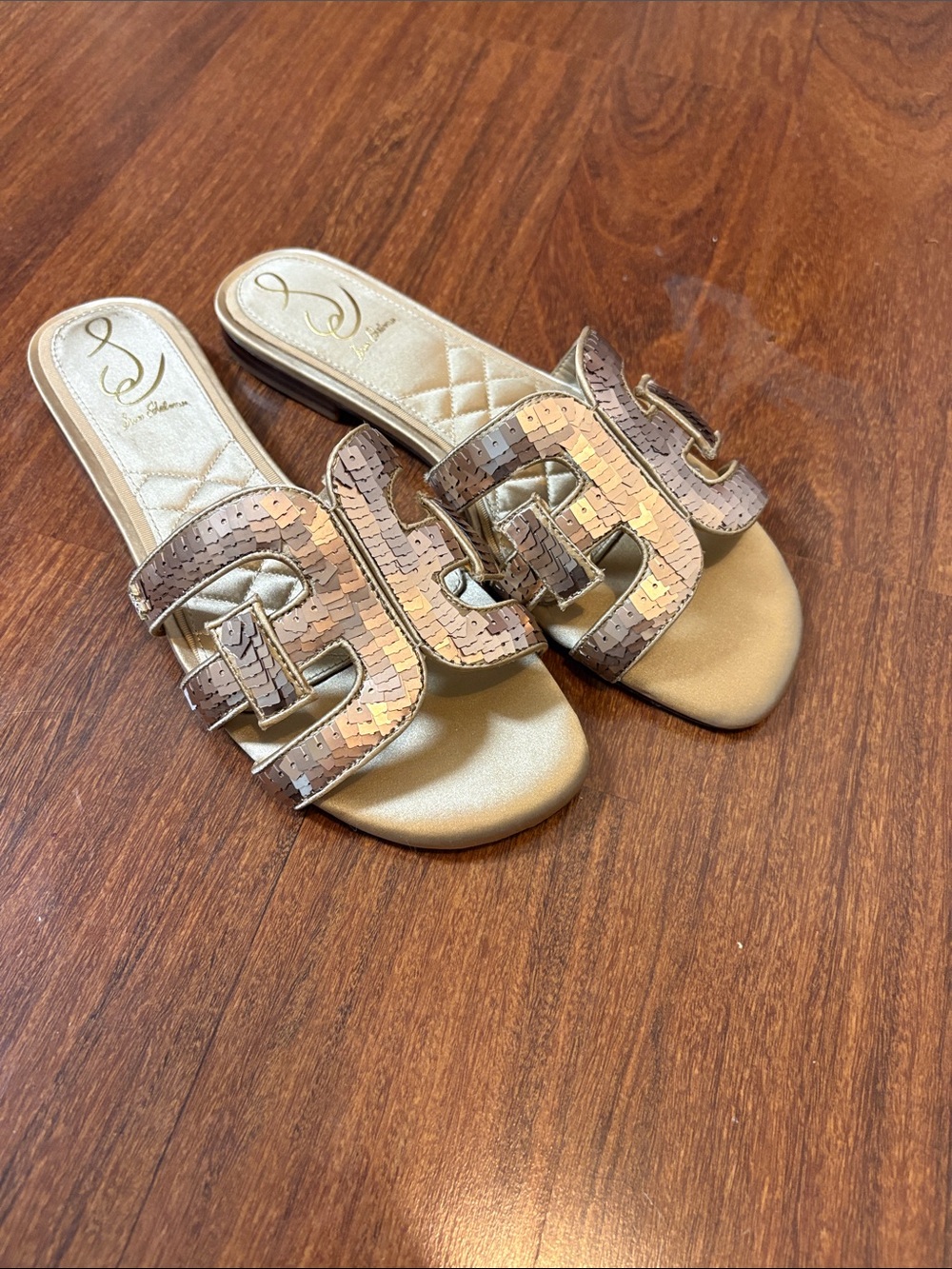 Gold Sequin Slide Sandals - Women